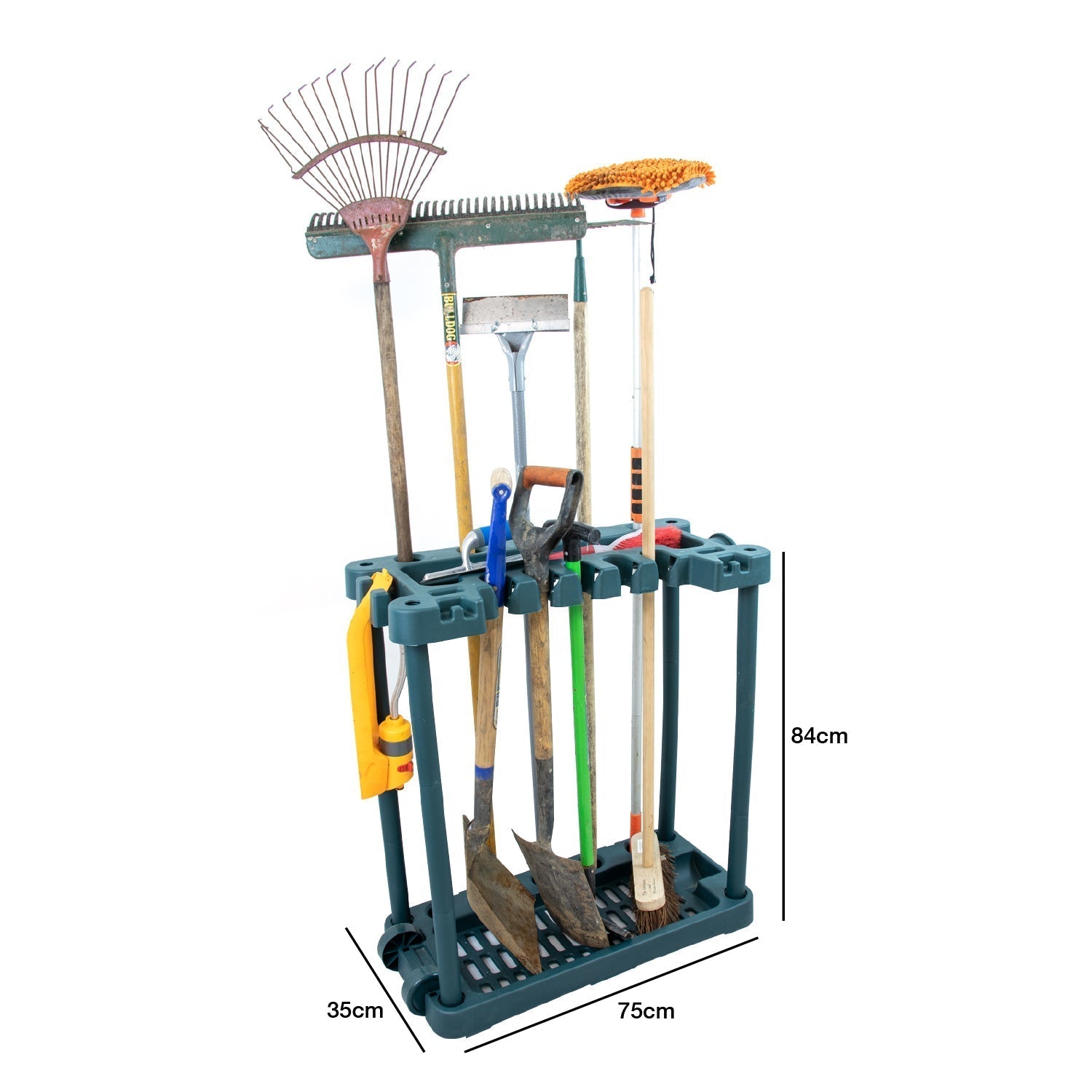 CMGardens Garden Tool Holder Storage Rack Trolley with Wheels for Sheds/Garages