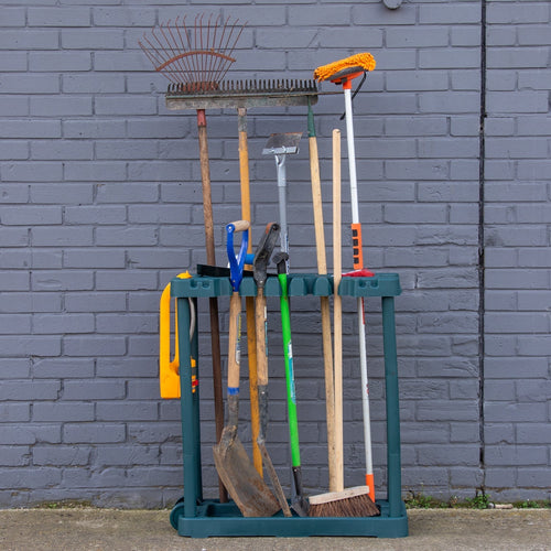 CMGardens Garden Tool Holder Storage Rack Trolley with Wheels for Sheds/Garages