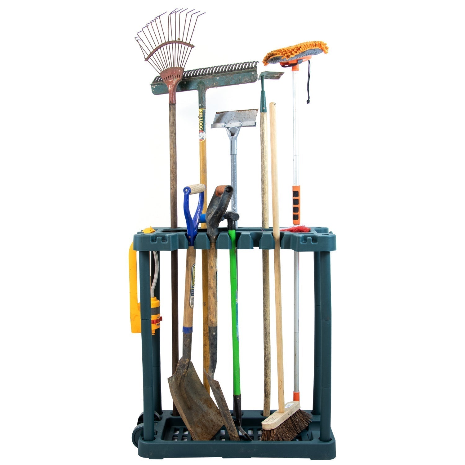 CMGardens Garden Tool Holder Storage Rack Trolley with Wheels for Sheds/Garages